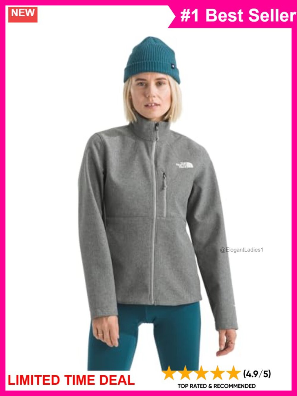 North Face Apex Bionic 3 Softshell Jacket Wind Water Resistant Zip Pockets